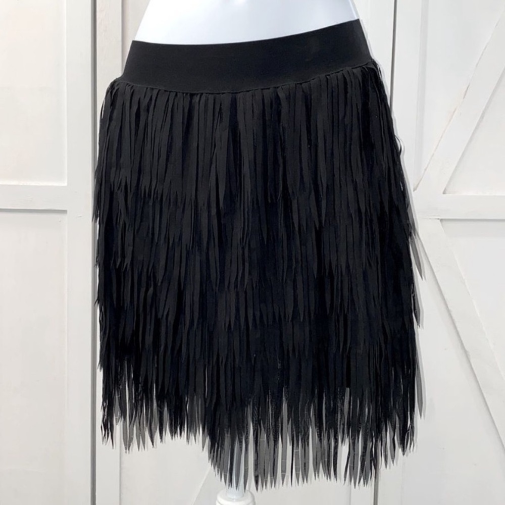 Black Fringe Midi Skirt - Women